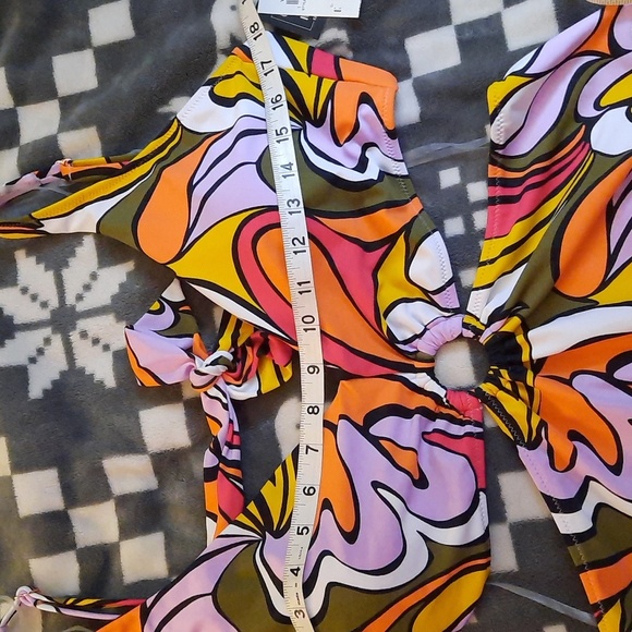 Bar lll  Macy's 70's Vibe Check Ring Monokini Swimsuit Swimwear Size XL - Picture 5 of 13